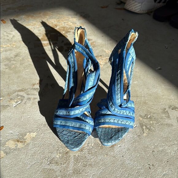Blue Strappy Women's Heels - Snake Skin ALDO - Size 8 Heels - Picture 1 of 7